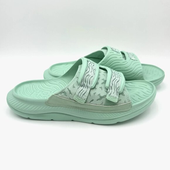 NEW Hoka One One Ora Luxe Recovery Slide Sandals Men\'s 13 Comfort Mist Green main image 5